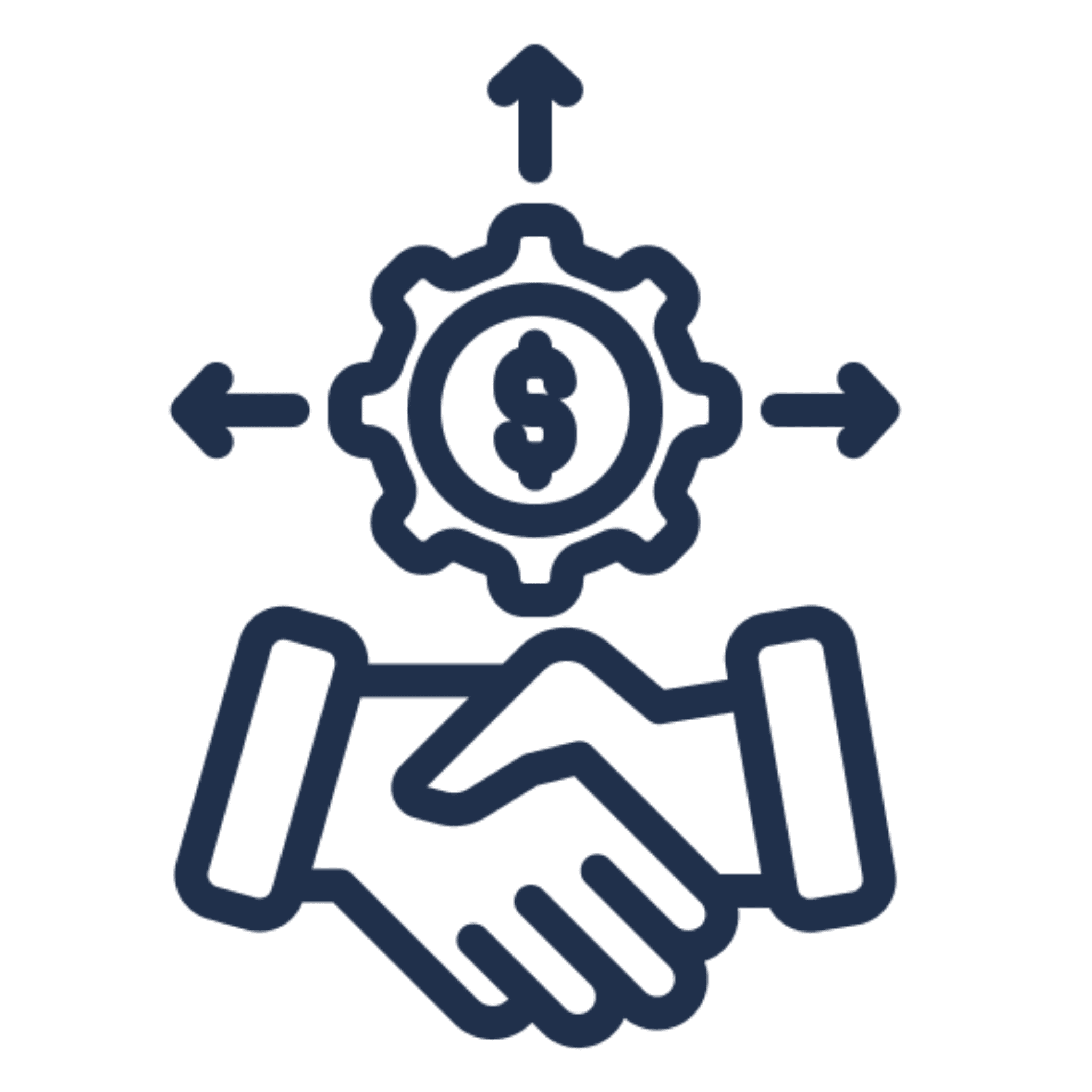 Handshake with gear and dollar sign