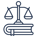 Justice scales atop a closed book