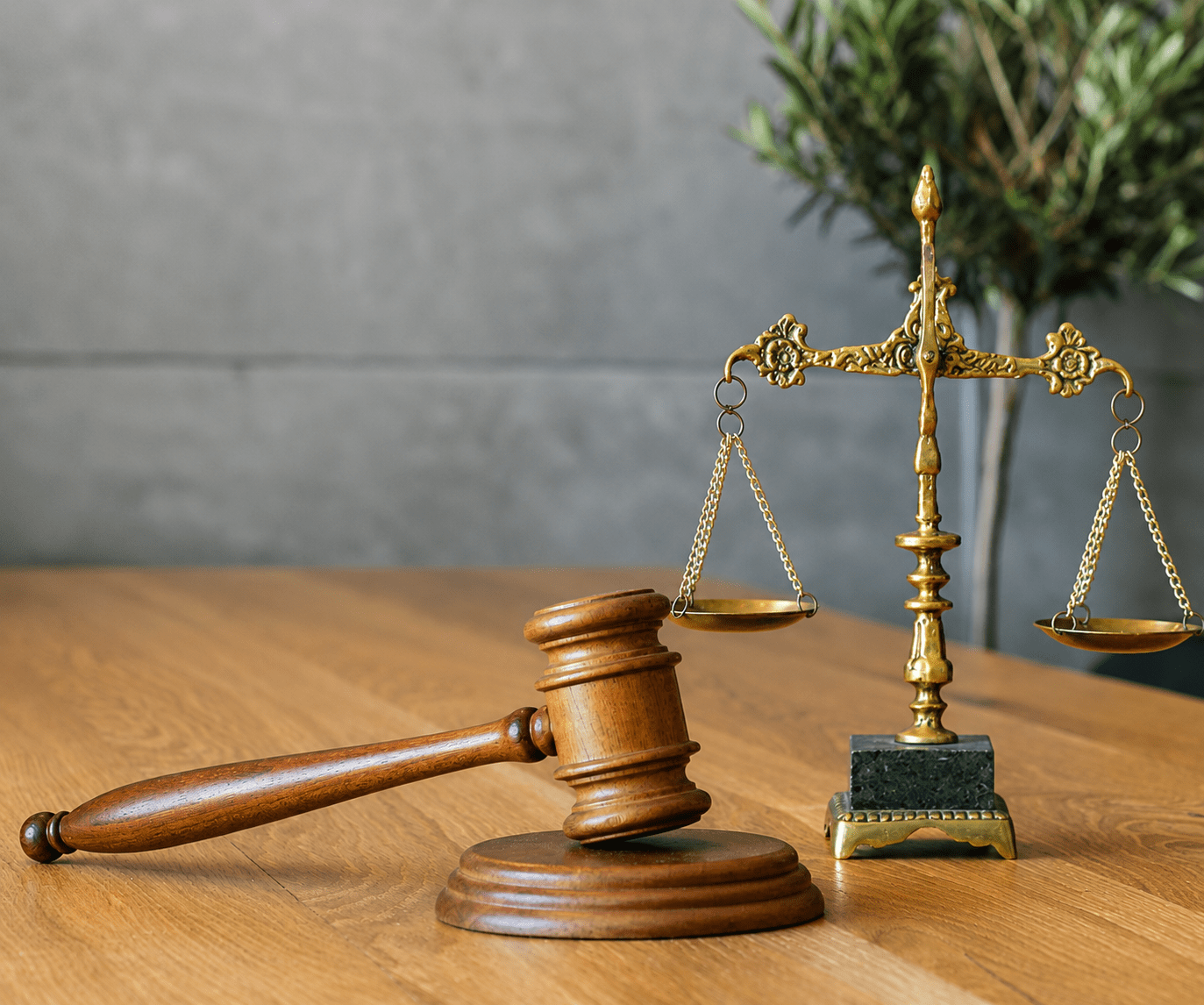 Legal symbols on wooden surface
